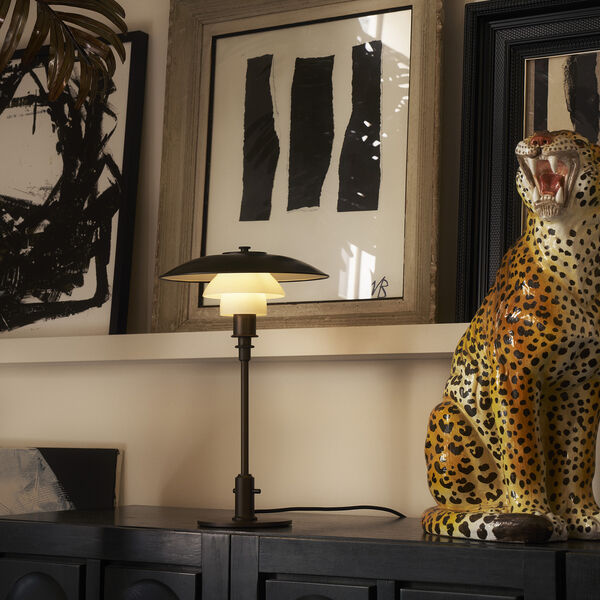 PH 3/2 bordlampe, aged brass/opal glass, Louis Poulsen