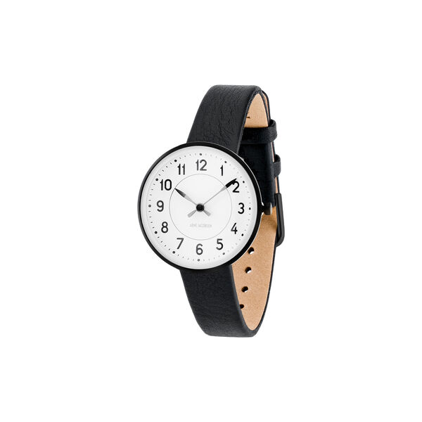 Station armb&aring;ndsur, white/black/black, Arne Jacobsen Watches
