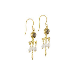 &Oslash;reringe med vedh&aelig;ng, guld/labradorit, Pure by Nat