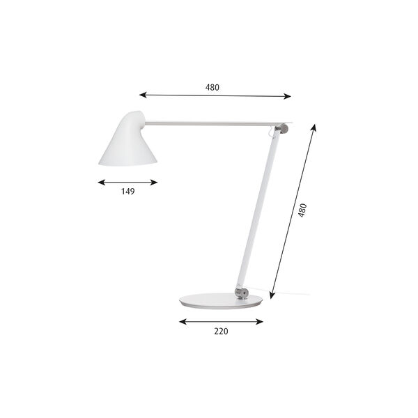 NJP bordlampe, hvid, Louis Poulsen