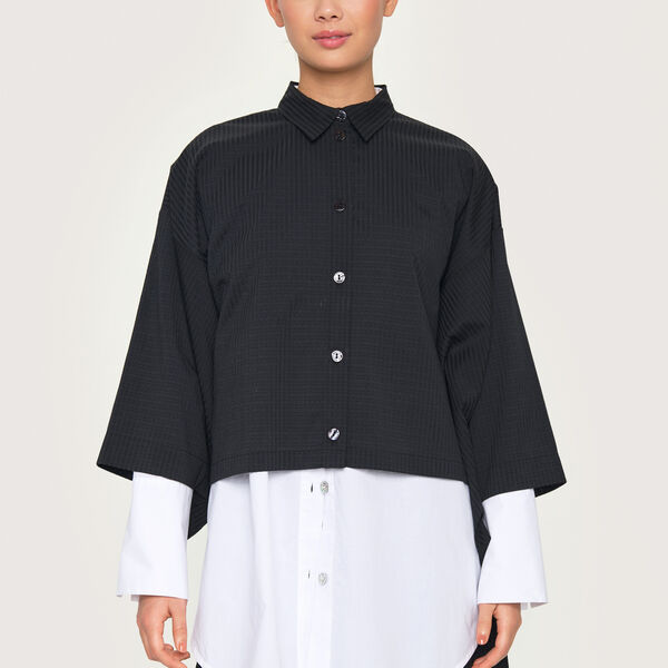 Seersucker skjorte, black, BITTE KAI RAND