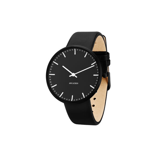 City Hall armb&aring;ndsur, black/black/black, Arne Jacobsen Watches