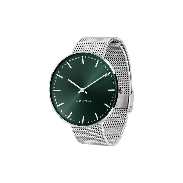 City Hall armb&aring;ndsur, evergreen/steel, Arne Jacobsen Watches