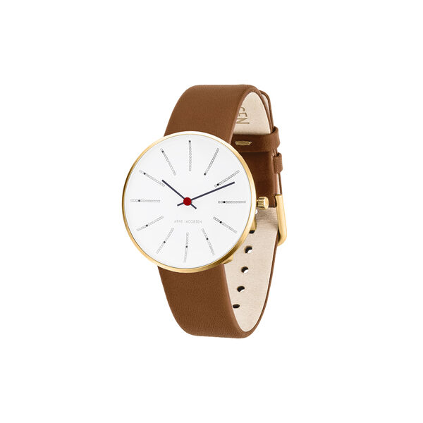 Bankers armb&aring;ndsur, white/gold/brown, Arne Jacobsen Watches