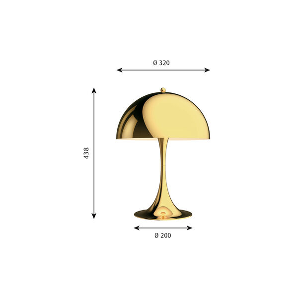 Panthella 320 bordlampe, brass, Louis Poulsen