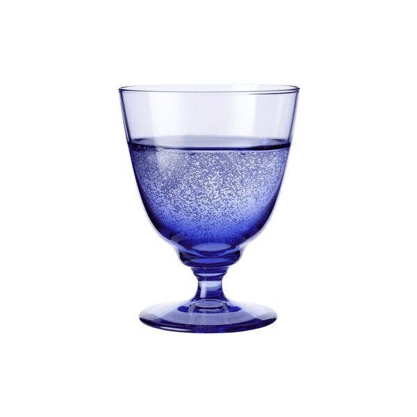 Flow glas p&aring; fod, m&oslash;rk bl&aring;, Holmegaard